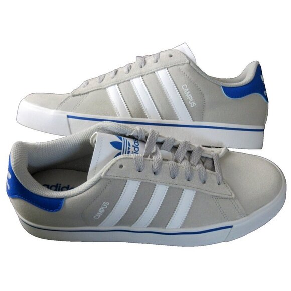 adidas Other - Adidas Men's Campus Vulc Grey Blue White Soccer Skate Shoes White Sizes NIB